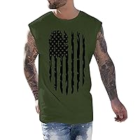 Mens American Flag Workout Sleeveless Cut Off T-Shirts 4th of July Casual Muscle Tank Tops Gym Athletic Tank Shirts