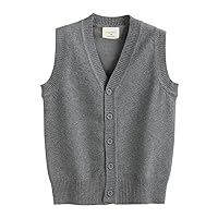 Girls Boys School Uniform Sweater Vest Button Down V-Neck Classic Soild Knit Cardigan Tops