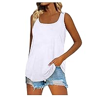 Womens Workout Tank，Sleeveless Tank Tops for Women Summer Tops V Neck Solid Color Basic Loose Fit Workout Shirts