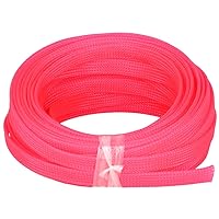 Othmro 32.8ft Length PET Flexible Expandable Braided Cable Sleeves 0.39inch Width Wire Loom Sleeving and Organizers Flexible Wire Mesh Sleeves for TV Audio PC Computer Cords from Pets Chewing Pink