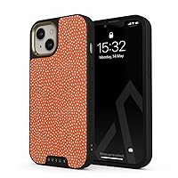 BURGA Elite Phone Case Compatible with iPhone 14 - White Polka Dots Pattern Vintage Orange - Cute But Tough with CloudGuard 2-in-1 Defense System - iPhone 14 Protective Scratch-Resistant Hard Case