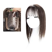 Hand Making Mono Human Hair Topper Hair Piece with Airy Bangs, Clip in 3