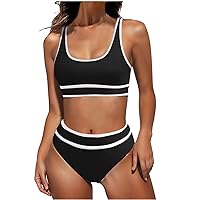Lenago Bathing Suit for Women 2024 High Waisted Two Piece Sporty Bathing Suits Summer Cheeky High Cut Swim Suits Swimwear