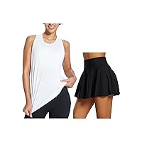 BALEAF Tennis Skirt Tummy Control & Workout Tank Tops for Women Size S