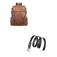 FADEON Genuine Leather Belt for Women and Laptop Backpack