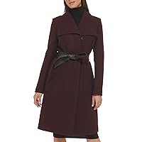 Cole Haan Womens Belted Coat Wool With Cuff Details