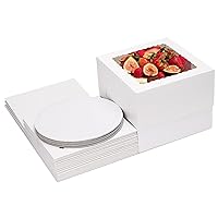 Moretoes 10 Sets Tall Cake Boxes with Boards, 10x10x8 Inches, Multi-Layer Cake Boxes Set (10pcs Boxes and 10pcs Boards), White Bakery Box with Window for Cakes