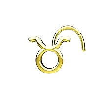 8mm Taurus Zodiac Nose Stud 925 Sterling Silver Metal With 14k Gold Plated Nose Jewelry