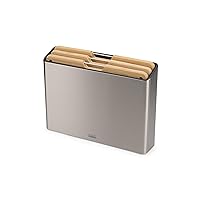 Joseph Joseph Folio Premium 3-Piece Cutting Board Set, Slimline Case for Organized Kitchen Storage, Large, Stainless Steel and Bamboo