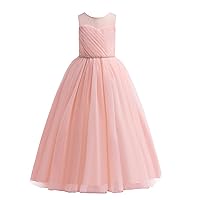 Glamulice Flower Girl Wedding Dress Tulle Long A Line Holiday Birthday Party Ball Gown Girls Formal Pageant Maxi Dresses
