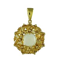 Carillon Ethiopian Opal Natural Gemstone Round Shape Pendant 925 Sterling Silver Casual Jewelry | Yellow Gold Plated