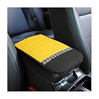 8sanlione Car Center Console Cover, PU Leather Armrest Seat Box Protector Pad, Car Middle Console Armrest Cushion, Universal Auto Interior Decor Accessories for Most Vehicle, Truck, SUV (Yellow)