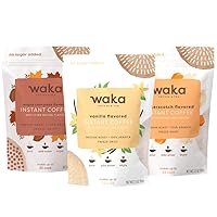 Waka Quality Instant Coffee — Unsweetened 3 Bag Coffee Combo — 100% Arabica Beans — Vanilla, Maple Chocolate, Butterscotch Flavored, 3.5 oz Per Bag