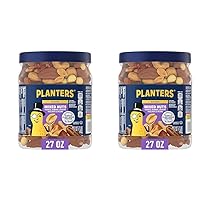 PLANTERS Salted Mixed Nuts, Party Snacks, Plant-Based Protein, 27 Oz Canister (Pack of 2)