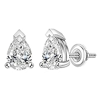 IGI Certified 14K Solid Gold Pear Teardrop Solitaire Stud Earrings for Women with 1.50 ctw Lab Grown White Diamond