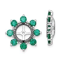 925 Sterling Silver Created Emerald and Black Sapphire Earrings Jacket Measures 17x17mm Wide Jewelry Gifts for Women