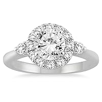AGS Certified 1 3/8 Carat TW Diamond Halo Engagement Ring in 14K White Gold (H-I Color, I1-I2 Clarity)