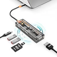 USB C Hub, HecbertSH 6-in-1 USB C Hub, USB 3.0, 2.0, HDMI 4K, SD/TF, 100W PD, Laptop Docking Station Compatible with iPhone 15/MacBook Pro/Air/Dell XPS/HP/Surface/Lenovo