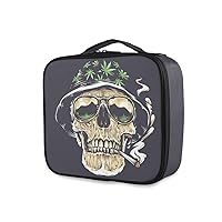 ALAZA Makeup Case Skull and Leaves Cosmetic Bag Organizer Travel Portable Storage Toiletry Bag Makeup Train Case with Adjustable Dividers for Teens Girls Women