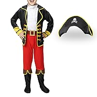 Pirate Costume Kids Pirate Dress Up Set With Pirate Hat, Eye Patch, Belt And Sword For 3-8 Years Halloween Cosplay