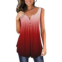 Golf Spring Tunic Tees Women Short Sleeve Casual V Neck Baggy Top for Women Button Front Cool American
