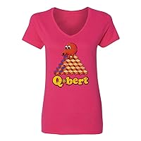 New Graphic Shirt 80's Gamer Old Arcade Novelty Tee Qbert Womens Vneck T-Shirt