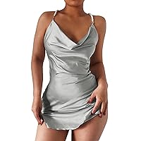 Womens Summer Dresses Ladies Dress New Backless Sexy Pearl Sling Bag Hip Dress Casual Dress(Grey,Medium)