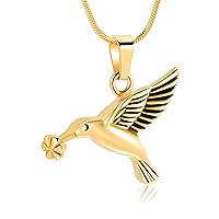 Hummingbird Cremation Urn Necklace for Ashes Stainless Steel Memorial Cremation Jewelry Ashes Holder for Loved One Funeral Souvenirs