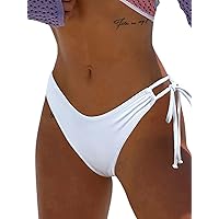 BIKINX Women's Bikini Bottom Side Tie Cheeky Bathing Suit High Cut Swimsuit