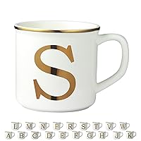 Miicol Micorave Safe Gold Initials 16 oz Large Cup Monogramm Personalized- Gifts Mug with Man and Women's Initials -Gold Letter S