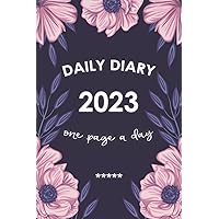 Daily Diary 2023 One Page A Day: Purple Flower Cover | 365 days Fully lined with dated, One day per page from January 2023 - December 2023 with months tab