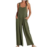 Baggy Rompers for Women Casual Sleeveless Onesie Pants Loose Fit Solid Jumpsuit Sexy Trendy Cute Flowy Playsuit