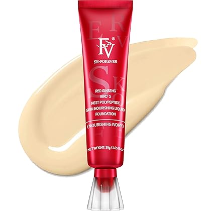 FV Dewy Liquid Foundation Makeup, Oil Control Waterproof Long Lasting Face Makeup for Normal & Dry Skin, Lightweight Medium Coverage, Vegan & Cruelty-Free, Ivory, 30ml