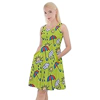 CowCow Womens Knee Length Dress Meeseeks Destroy Mooncake Space Mrs Frizzle Space Skater Dress with Pockets, XS-5XL
