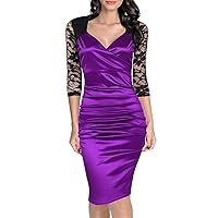 Women's Sexy Ruched Wrap Bodycon Mini Dresses Long Sleeve Deep V-Neck Retro Party Cocktail Club Slim Pencil Dresses