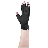OTC Resting Splint Glove, 5 Finger Semi-Rigid Splints, Open Tips, Black, Left Hand, Small