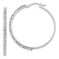 14k White Gold Polished Hinged post Crystal Hinged Hoop Earrings Measures 33x25mm Wide 6mm Thick Jewelry for Women