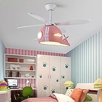 Ceiling Fans with Lamps,Ceiling Fan with Light Kids Reversible 3 Colors Dimmable Silent Remote Control Airplane Fan Ceiling Lights with Timer Indoor Bedroom Dining Room/Pink