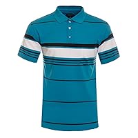 NE PEOPLE Men's Everyday Basic Polo Shirts - Plain Stripe Pique Short Sleeve T-Shirts Tops