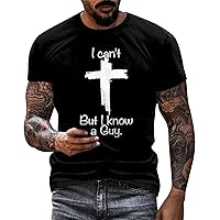Christian T Shirts for Men I Can't But I Know A Guy T Shirts for Men Short Sleeve Crew Neck Novelty Tshirts