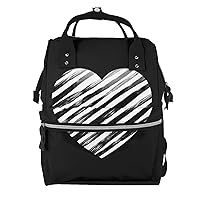 Diaper Bag Backpack Black white striped heart Maternity Baby Nappy Bag Casual Travel Backpack Hiking Outdoor Pack