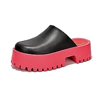 Cape Robbin Hafi Women's Lug Sole Platform Shoes- Lightweight Slide-on Loafers for Women - Round Toe Platform Sandals Women - Work Slides Shoes for Women