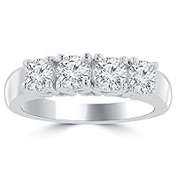 1.00 ct Round Cut Diamond Wedding Band Ring in Prong Setting in Platinum
