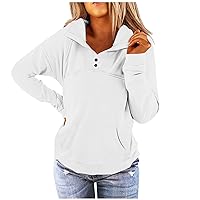 Women's Stand Collar Sweatshirt No Hooded Fall Pullover Sweater Trendy Solid Henley Shirt Long Sleeve Hoodie Tops