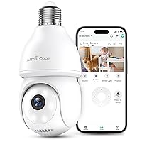 2K Light Bulb Security Camera, 360° Motion Tracking 2.4Ghz WiFi Camera Wireless Outside, Full-Color Night Vision Indoor/Outdoor Camera, SD&Cloud Storage, E27/E26 Light Socket Security Camera