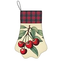 Festive Dog Christmas Stocking - Hanging Design, Cute Paw Shape, Perfect for Gifts and Party Decorations Lovely Sweet red Cherry