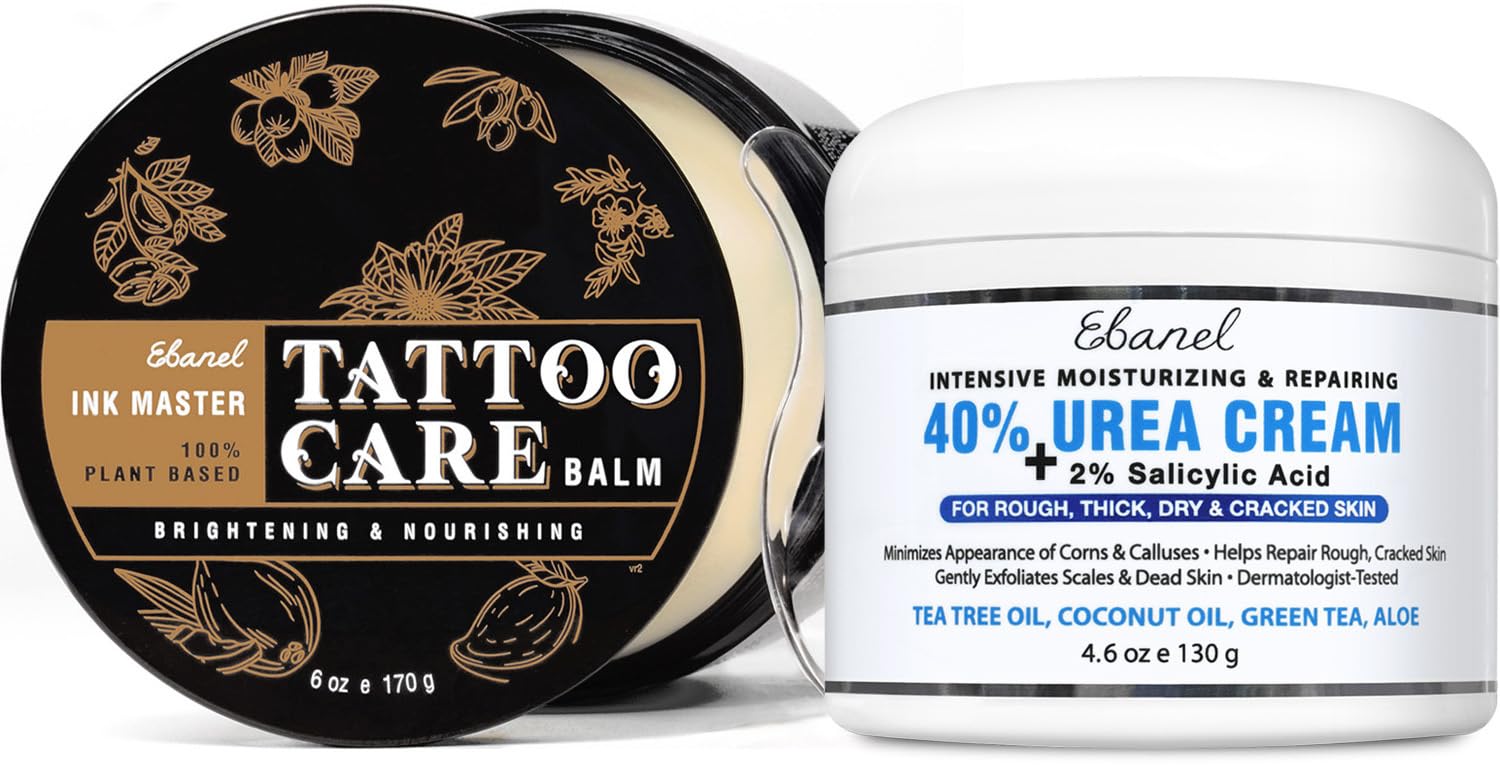 Ebanel Bundle of 40% Urea Cream and Tattoo Aftercare Healing Balm