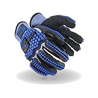 T-REX Flex Series Extremely Lightweight AeroDex Technology VersaTek Grip Palm Coated Impact 3 Glove – Size 9/L–ANSI Level A8–1 Pair Blue