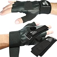 Nordic Lifting Gym Gloves Large - Black Bundle with StrapWrapz