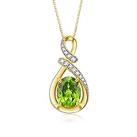 Rylos 14K Yellow Gold Classic Designer Necklace: Gemstone & Diamond Pendant, 18